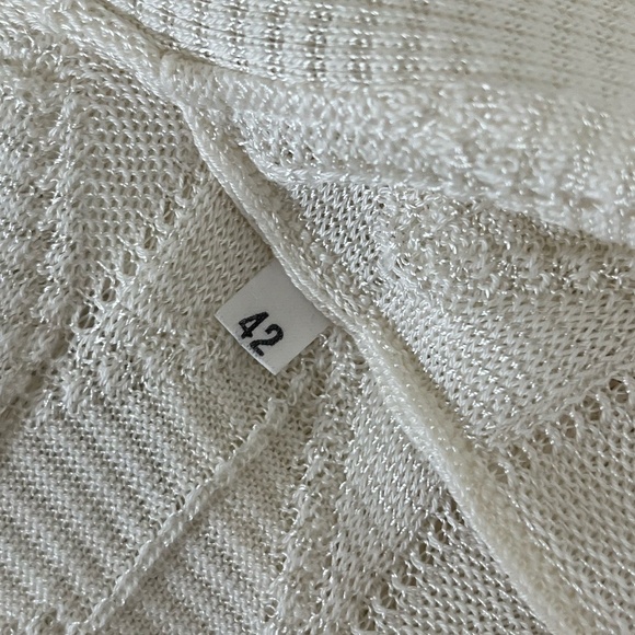 MISSONI | Knit Button Front Short Sleeve Cardigan Top in Cream/White | Size US 6 - Picture 6 of 7